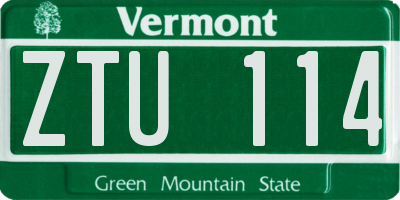 VT license plate ZTU114