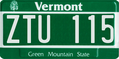 VT license plate ZTU115
