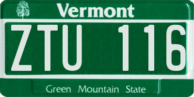VT license plate ZTU116