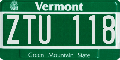 VT license plate ZTU118