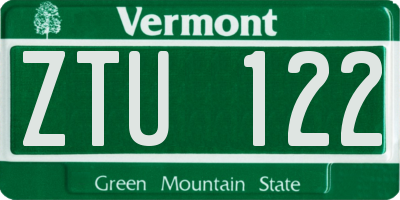VT license plate ZTU122