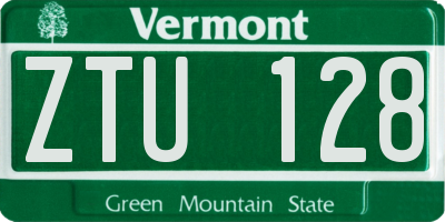 VT license plate ZTU128