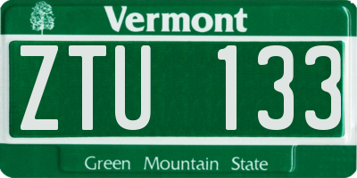 VT license plate ZTU133