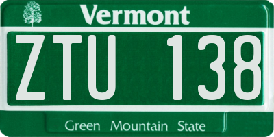 VT license plate ZTU138