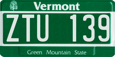 VT license plate ZTU139