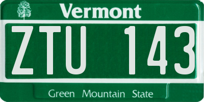 VT license plate ZTU143
