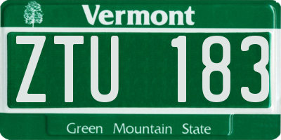 VT license plate ZTU183