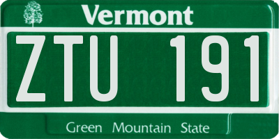 VT license plate ZTU191