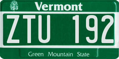 VT license plate ZTU192