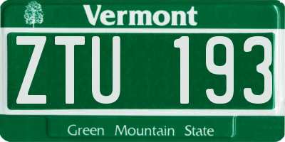 VT license plate ZTU193