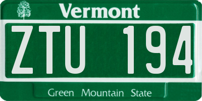 VT license plate ZTU194