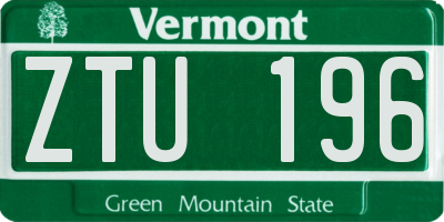 VT license plate ZTU196