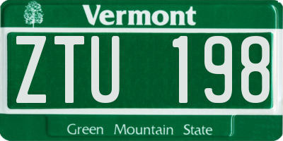 VT license plate ZTU198