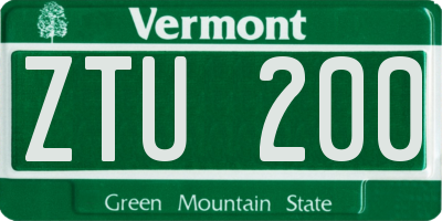 VT license plate ZTU200