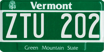 VT license plate ZTU202