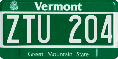 VT license plate ZTU204