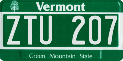 VT license plate ZTU207