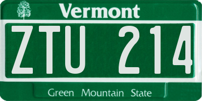 VT license plate ZTU214
