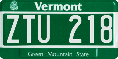 VT license plate ZTU218