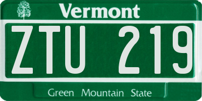 VT license plate ZTU219