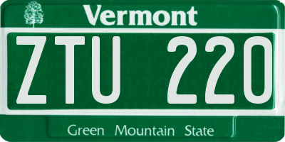 VT license plate ZTU220
