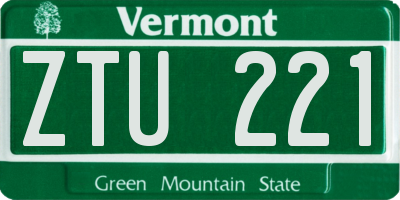 VT license plate ZTU221