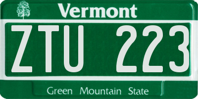 VT license plate ZTU223