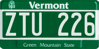 VT license plate ZTU226