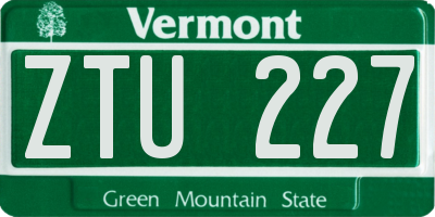 VT license plate ZTU227