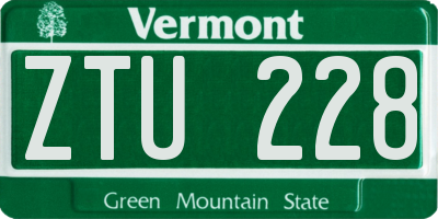 VT license plate ZTU228