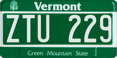 VT license plate ZTU229