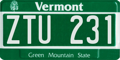 VT license plate ZTU231
