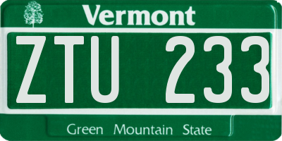 VT license plate ZTU233