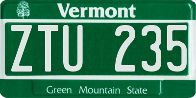 VT license plate ZTU235