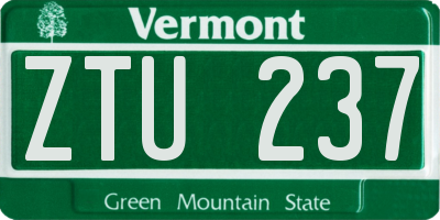 VT license plate ZTU237