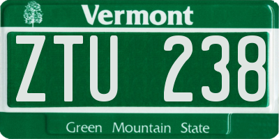 VT license plate ZTU238