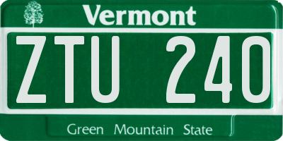VT license plate ZTU240