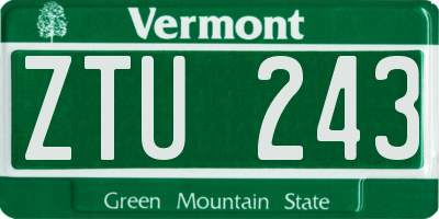 VT license plate ZTU243