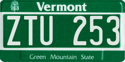 VT license plate ZTU253