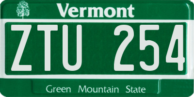 VT license plate ZTU254