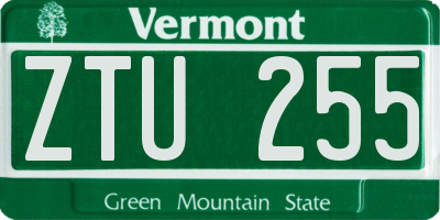 VT license plate ZTU255