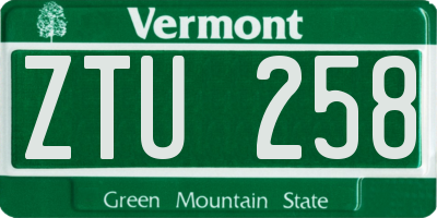 VT license plate ZTU258