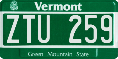 VT license plate ZTU259