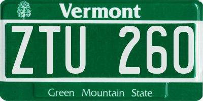 VT license plate ZTU260