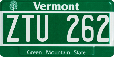 VT license plate ZTU262