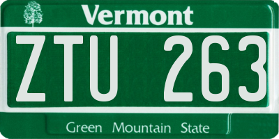 VT license plate ZTU263