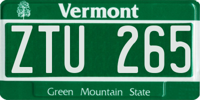 VT license plate ZTU265