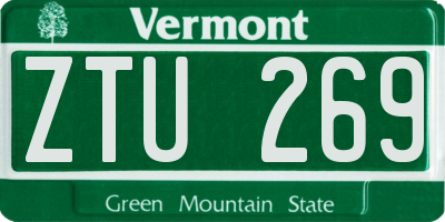 VT license plate ZTU269