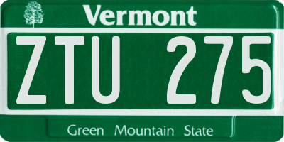 VT license plate ZTU275