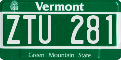 VT license plate ZTU281